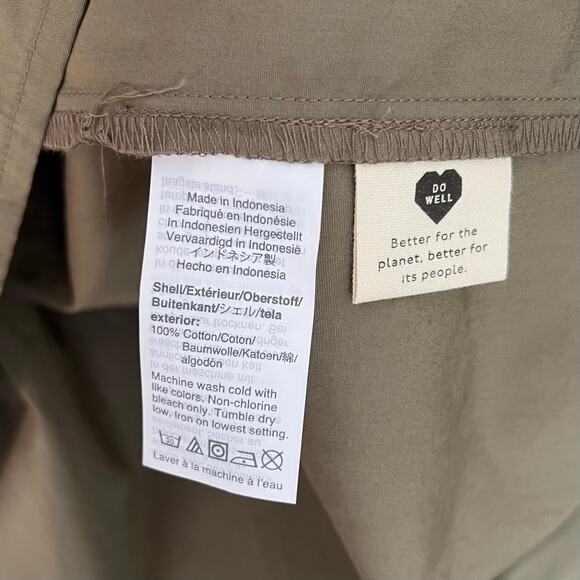 Madewell Button-Front Short-Sleeve Tiered Mini Dress Cotton Poplin Green NWT M - Picture 9 of 9